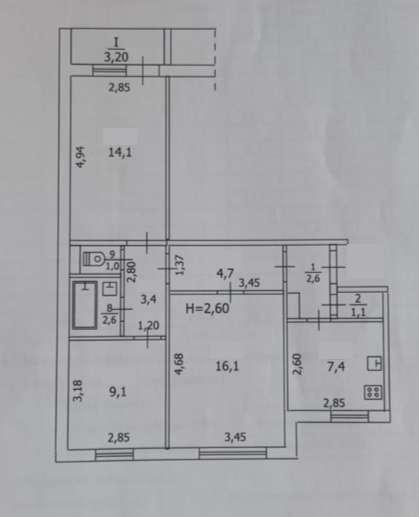 Продаётся 3-комнатная квартира, 63.7 м²