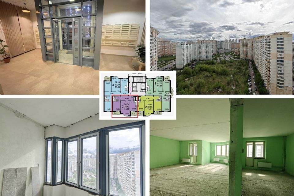 Продаётся 2-комнатная квартира, 74.19 м²