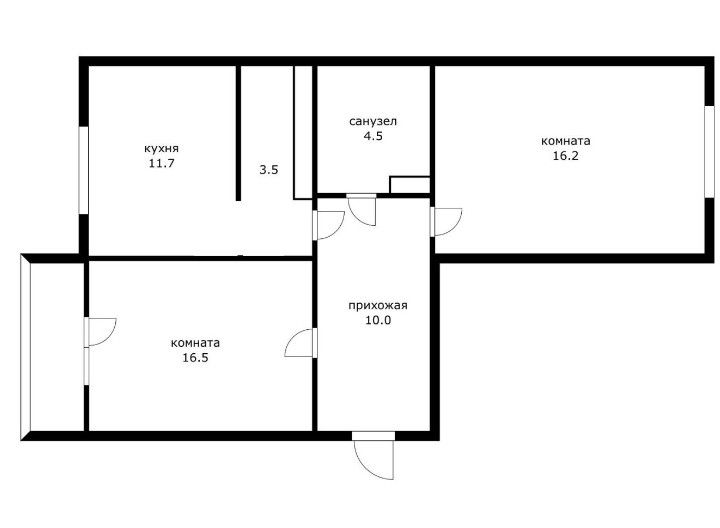 Продаётся 2-комнатная квартира, 62 м²