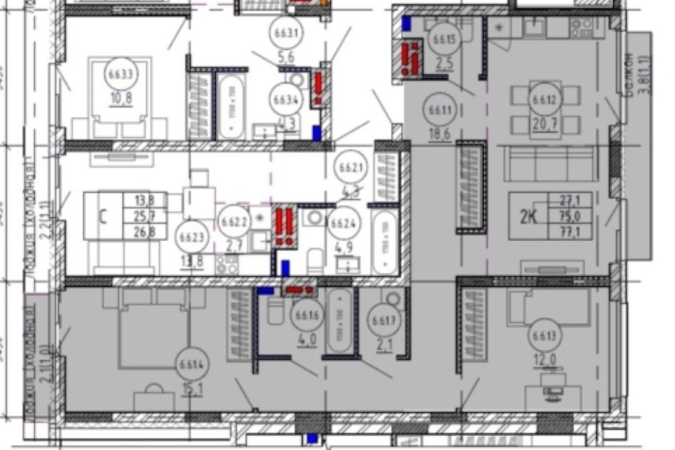 Продаётся 2-комнатная квартира, 77 м²