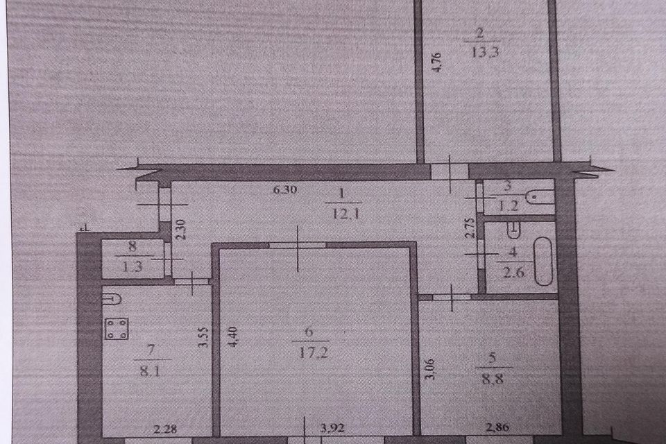 Продаётся 3-комнатная квартира, 64 м²