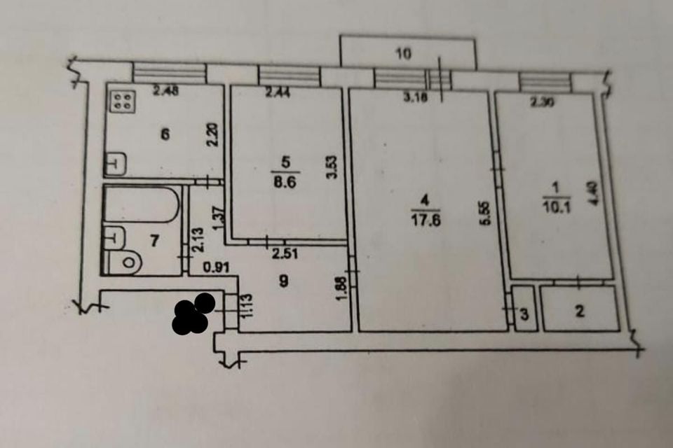 Продаётся 3-комнатная квартира, 53.7 м²