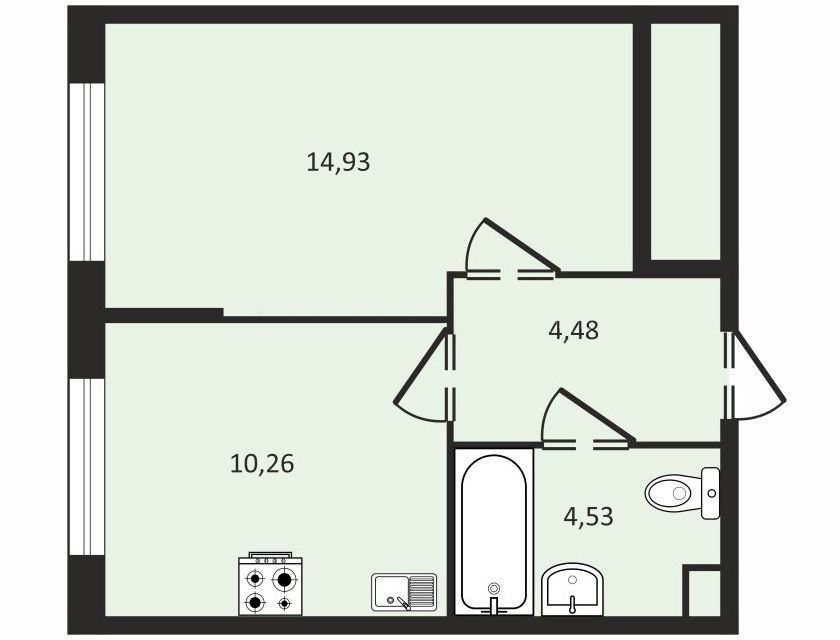 Продаётся 1-комнатная квартира, 34.2 м²