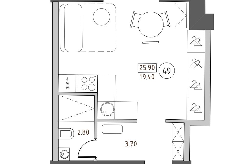 Продаётся студия, 25.9 м²