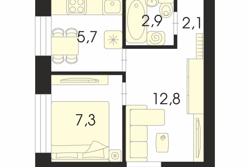 Продаётся 2-комнатная квартира, 30.8 м²