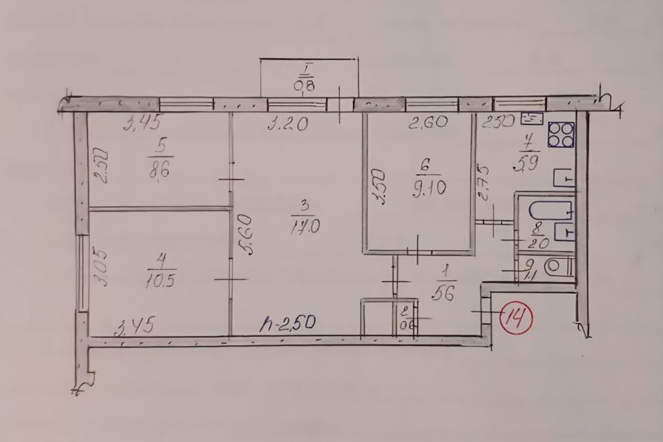 Продаётся 4-комнатная квартира, 61.2 м²