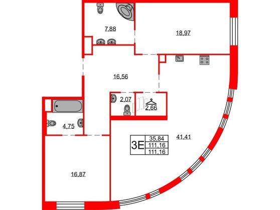 Продаётся 2-комнатная квартира, 111 м²