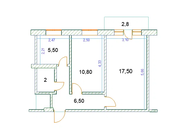 Продаётся 2-комнатная квартира, 44.2 м²