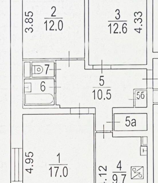 Продаётся 3-комнатная квартира, 66.4 м²