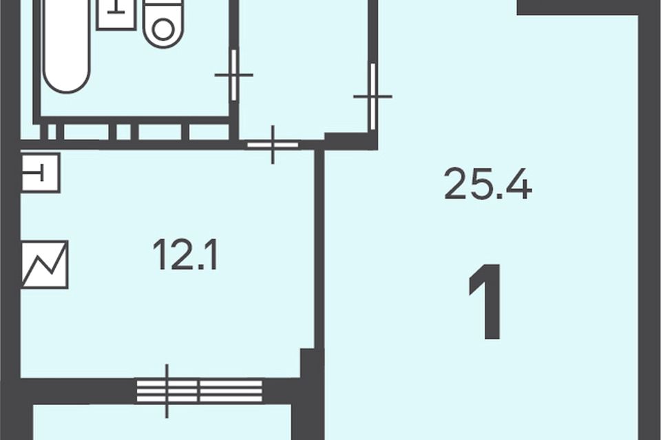 Продаётся 1-комнатная квартира, 45.7 м²