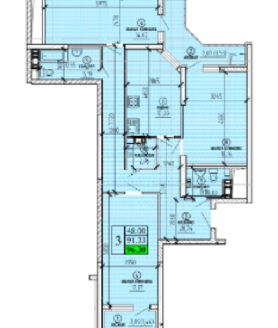 Продаётся 3-комнатная квартира, 91.3 м²