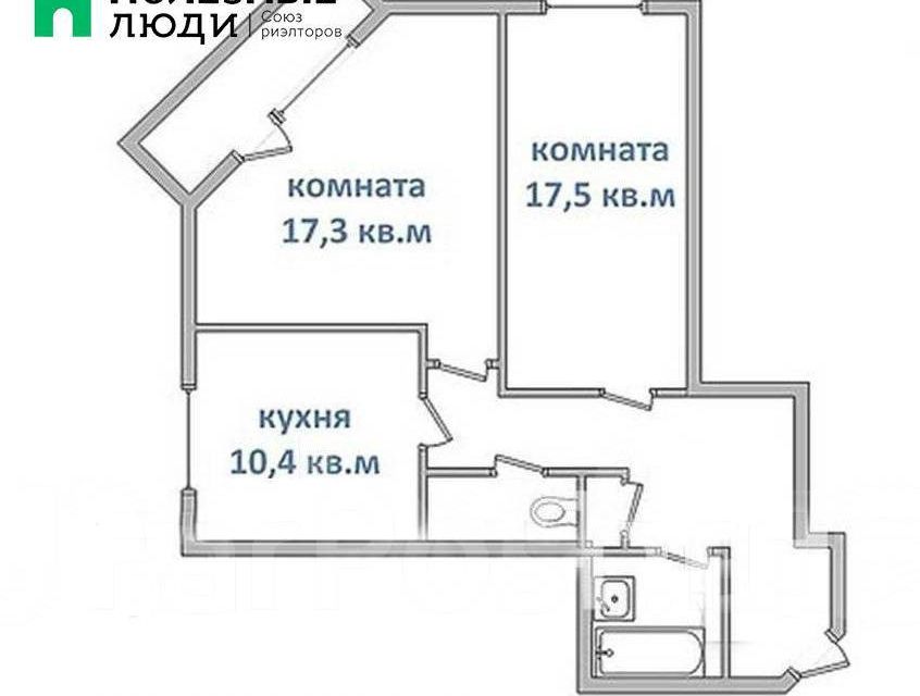 Продаётся 2-комнатная квартира, 63.3 м²