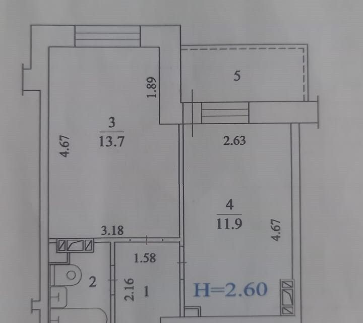 Продаётся 1-комнатная квартира, 31.7 м²