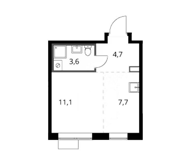 Продаётся студия, 27.1 м²