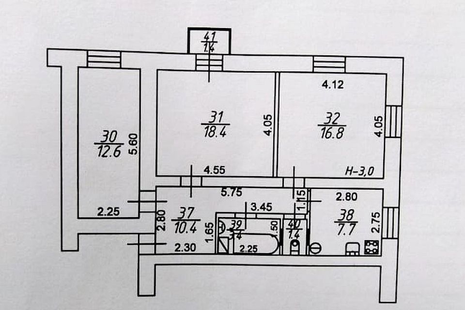 Продаётся 3-комнатная квартира, 70.7 м²