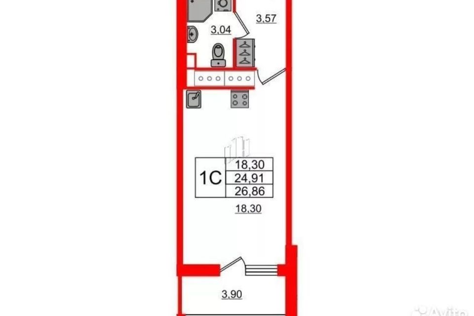 Продаётся комната в 1-комн. квартире, 18.3 м²