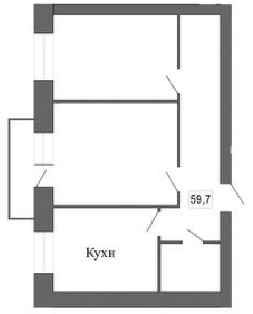 Продаётся 2-комнатная квартира, 59.7 м²