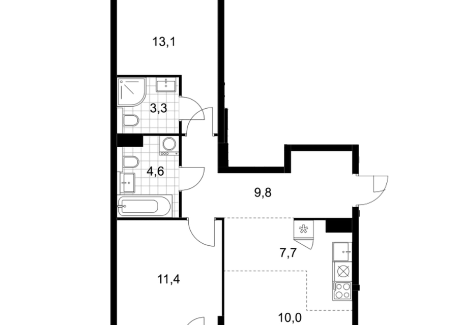 Продаётся 2-комнатная квартира, 61.2 м²