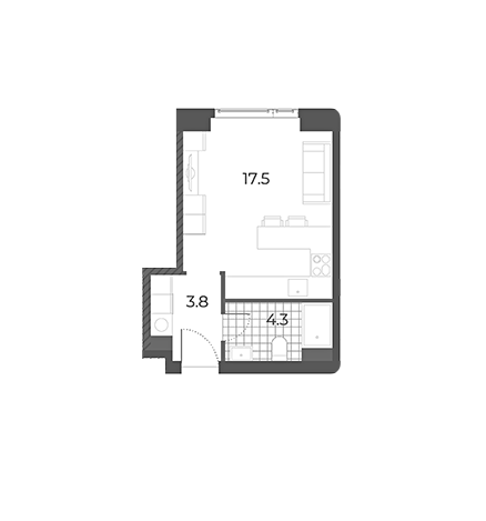 Продаётся студия, 25.6 м²