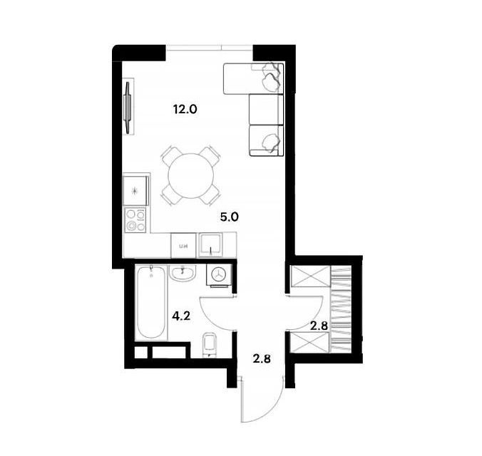 Продаётся студия, 26.8 м²