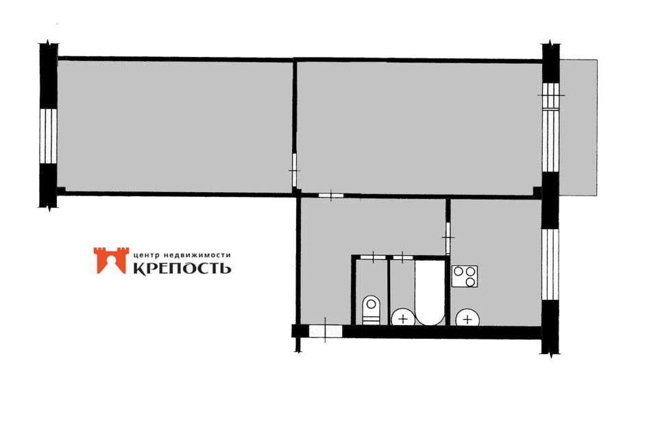 Продаётся 2-комнатная квартира, 45.3 м²