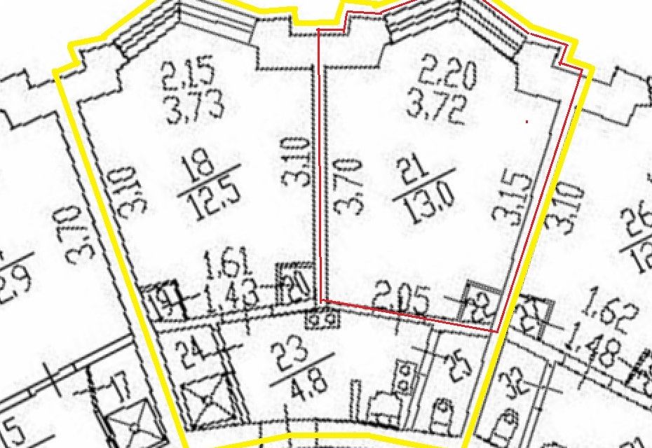 Продаётся 2 комнаты в 4-комн. квартире, 25.5 м²