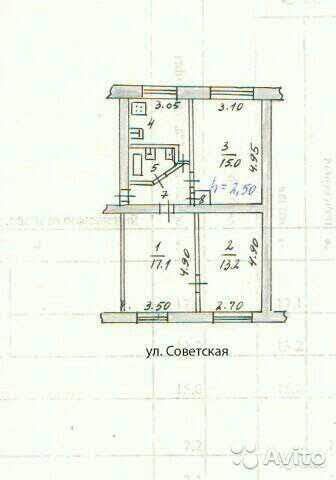 Продаётся 3-комнатная квартира, 60.4 м²