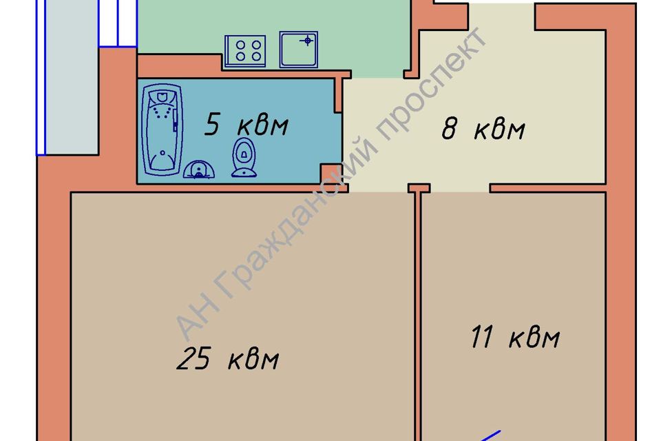 Продаётся 2-комнатная квартира, 62.5 м²