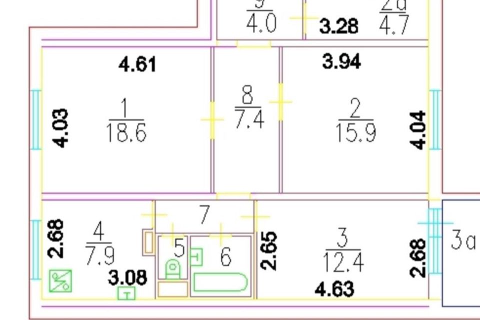 Продаётся 3-комнатная квартира, 77.3 м²