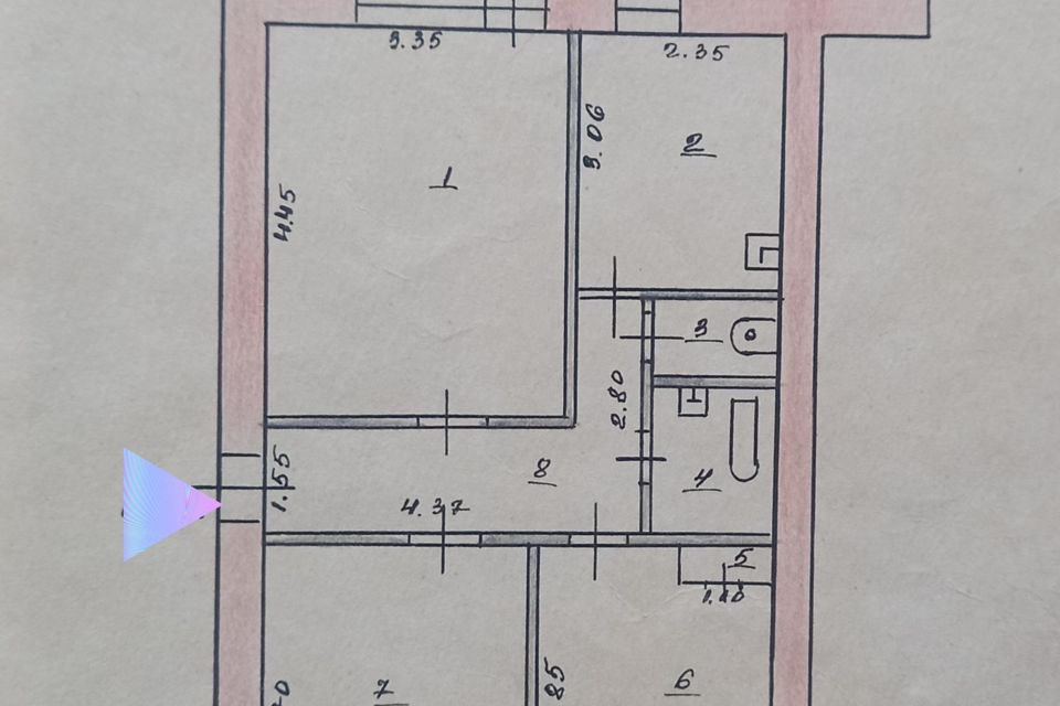 Продаётся 3-комнатная квартира, 56.9 м²