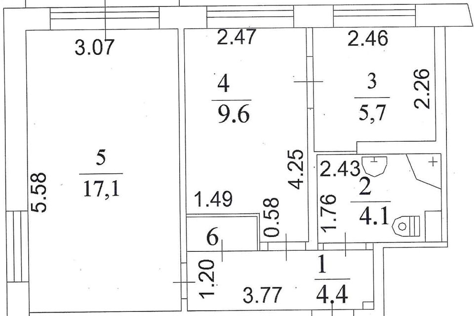 Продаётся 2-комнатная квартира, 41.8 м²