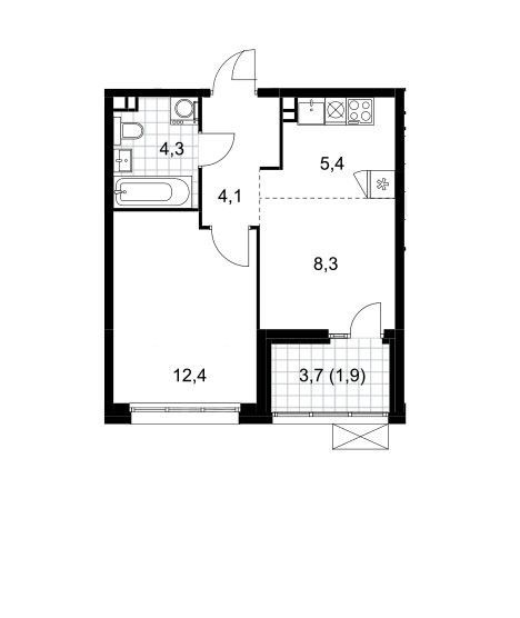 Продаётся 1-комнатная квартира, 36.4 м²