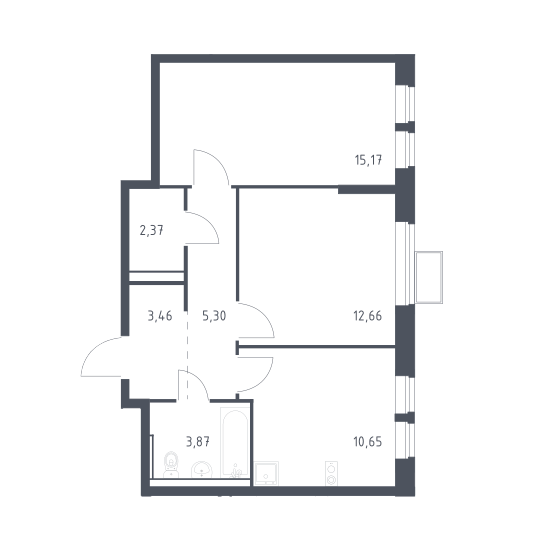 Продаётся 2-комнатная квартира, 53.48 м²