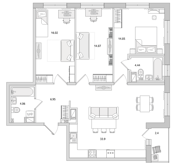 Продаётся 3-комнатная квартира, 97 м²