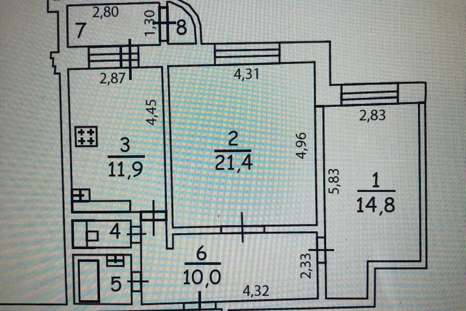 Продаётся 2-комнатная квартира, 66.7 м²