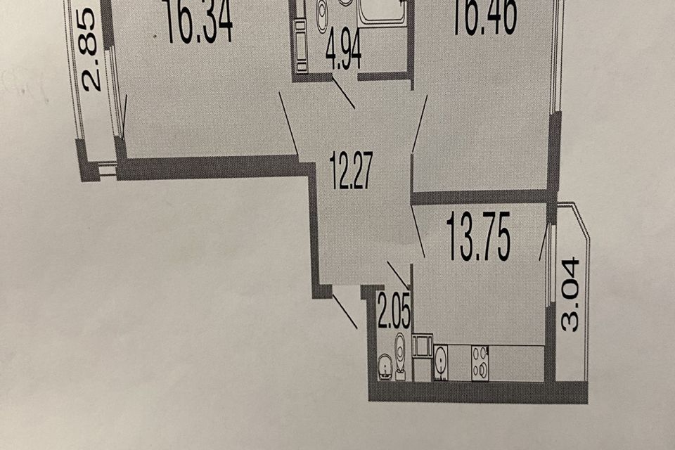 Продаётся 2-комнатная квартира, 66.2 м²