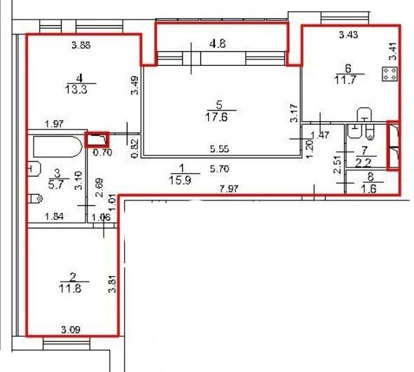 Продаётся 3-комнатная квартира, 79.8 м²