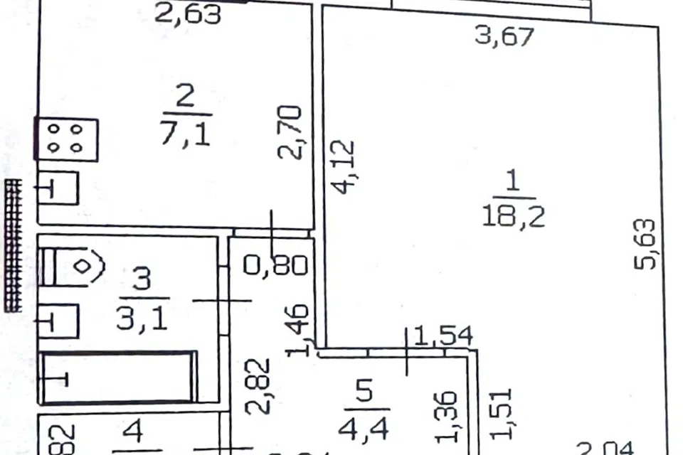 Продаётся 1-комнатная квартира, 35 м²
