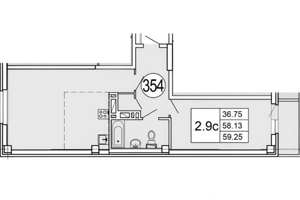 Продаётся 2-комнатная квартира, 58.1 м²