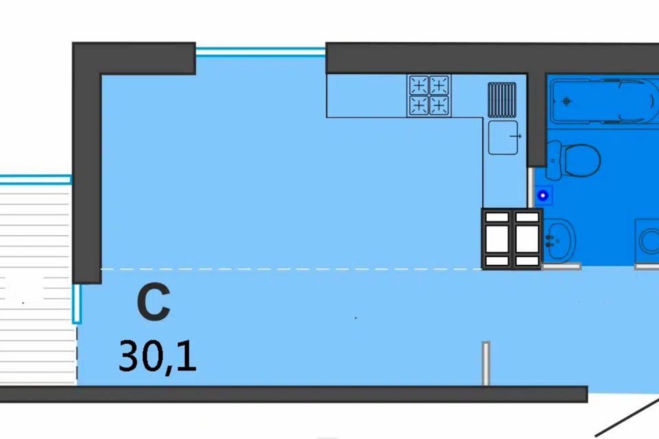 Продаётся студия, 30.1 м²