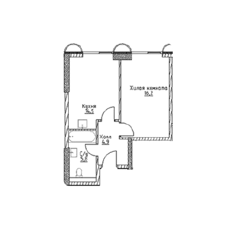 Продаётся 1-комнатная квартира, 41.1 м²