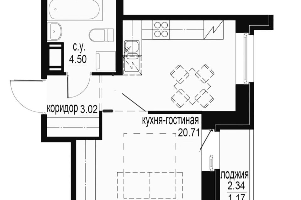 Продаётся 1-комнатная квартира, 30.57 м²