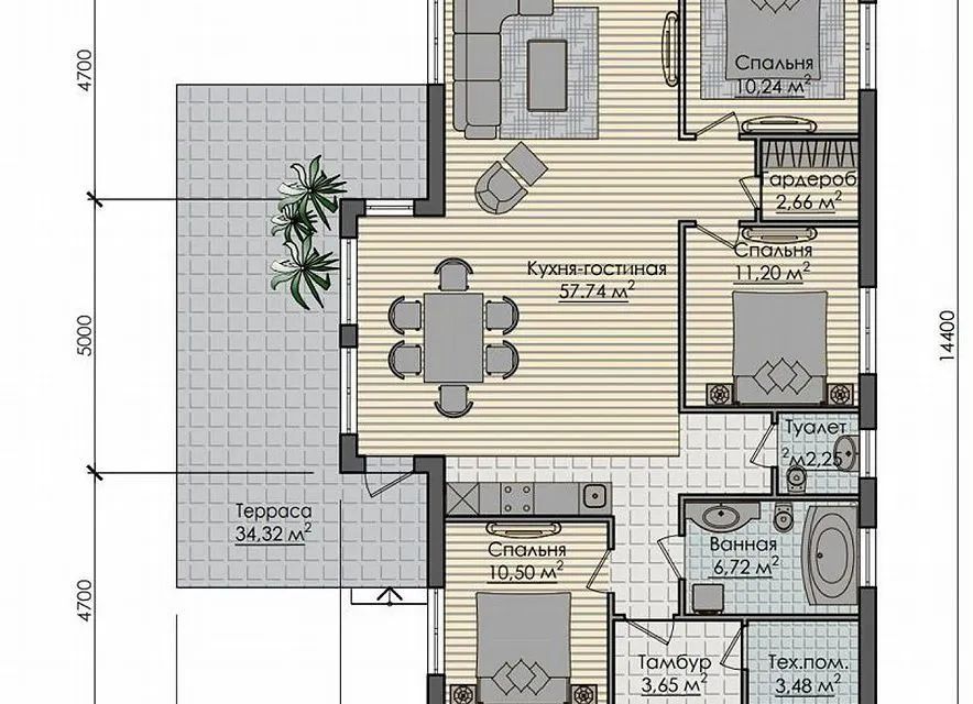 Продаётся 1-этажный дом, 115 м²