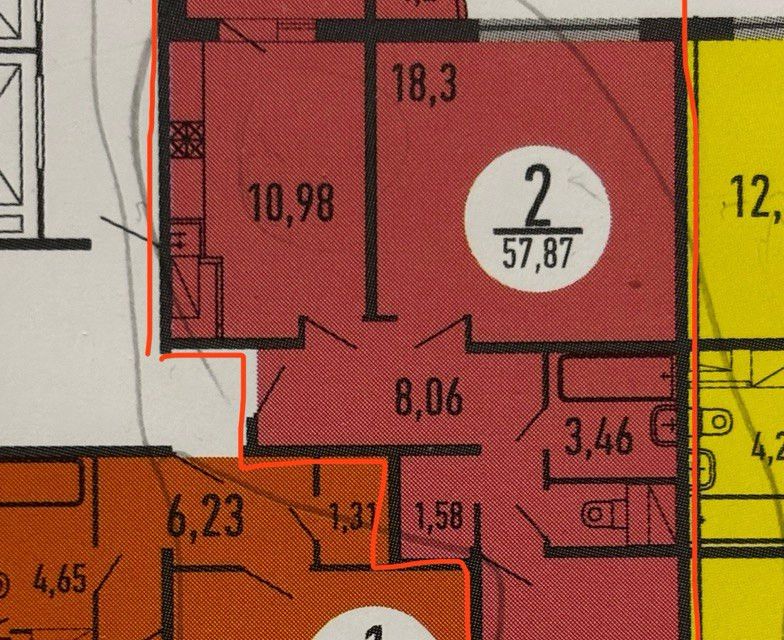 Продаётся 2-комнатная квартира, 58 м²