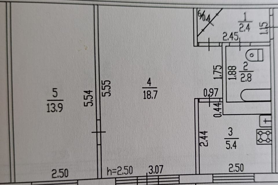 Продаётся 2-комнатная квартира, 43.4 м²