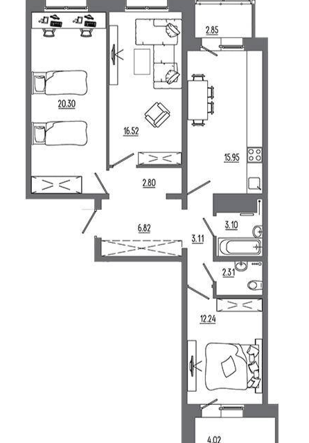 Продаётся 3-комнатная квартира, 90.6 м²