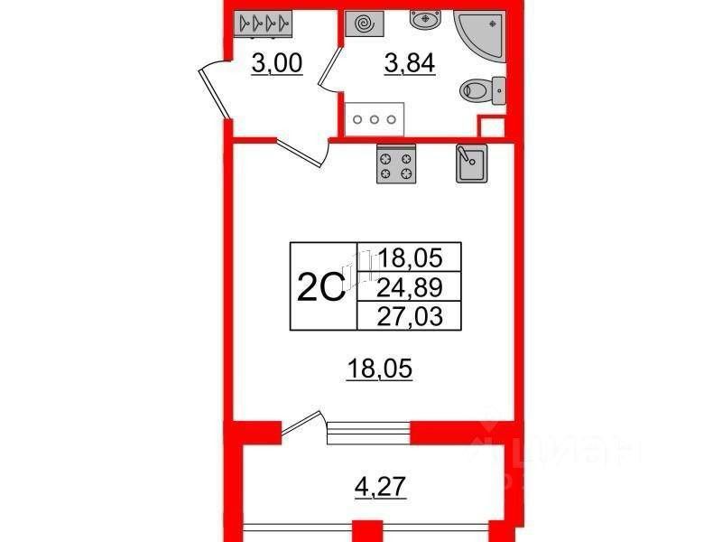 Продаётся студия, 25 м²