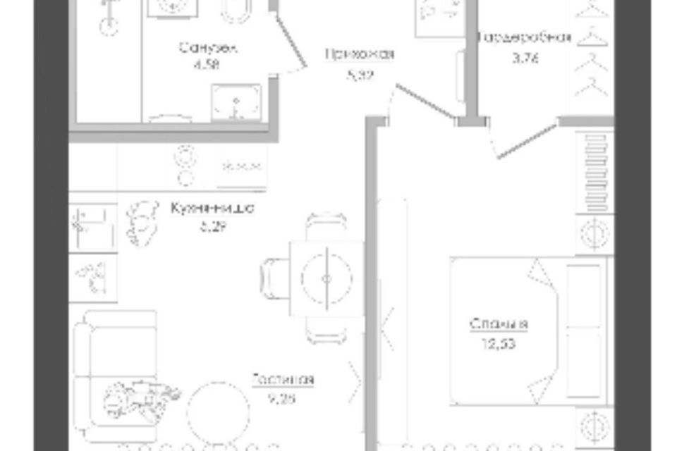 Продаётся 1-комнатная квартира, 40.3 м²