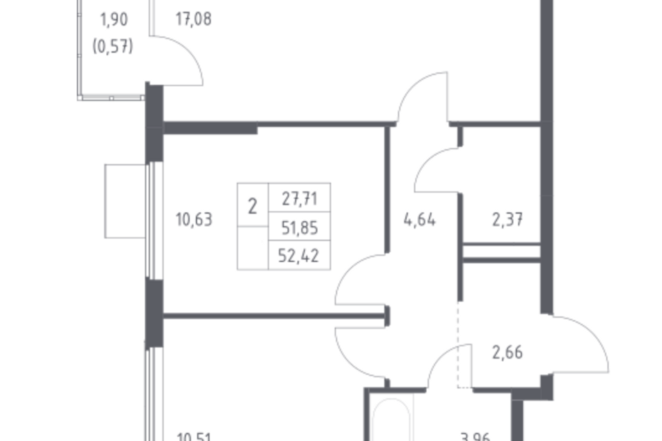 Продаётся 2-комнатная квартира, 50 м²