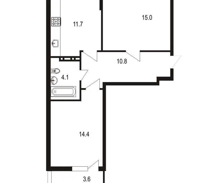 Продаётся 2-комнатная квартира, 57.2 м²